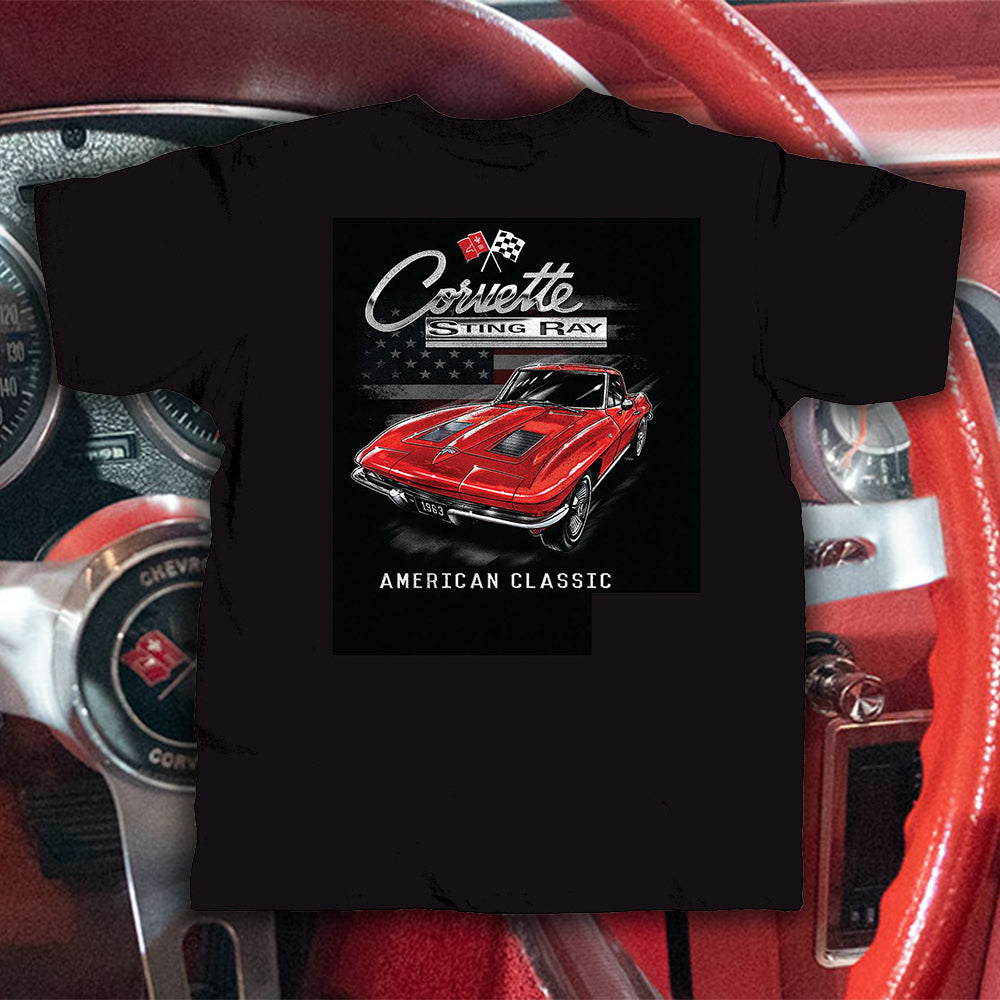 Vintage Goods Apparel T shirts American Classic 1963 Corvette Sting Ray Medium Black